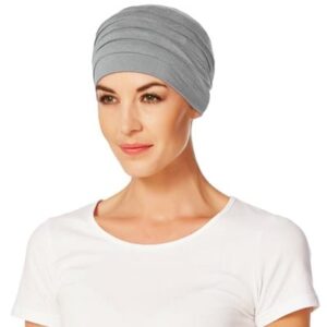 Štýlový pohodlnný turban, šatka na hlavu po chemoterapii pre onkologických pacientov , Yoga Grey melange - taktrochainak.sk